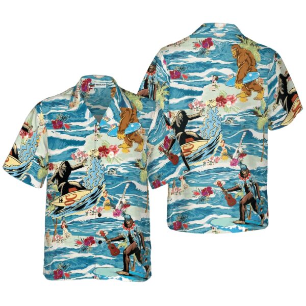 Bigfoot Hawaiian Shirt Surfing Bigfoot Aloha Vacation Bigfoot Hawaiian Shirt Tropical Ocean Wave Shirt For Men Hawaiian Shirt Perfect Gift For Husband Boyfriend Friend Family