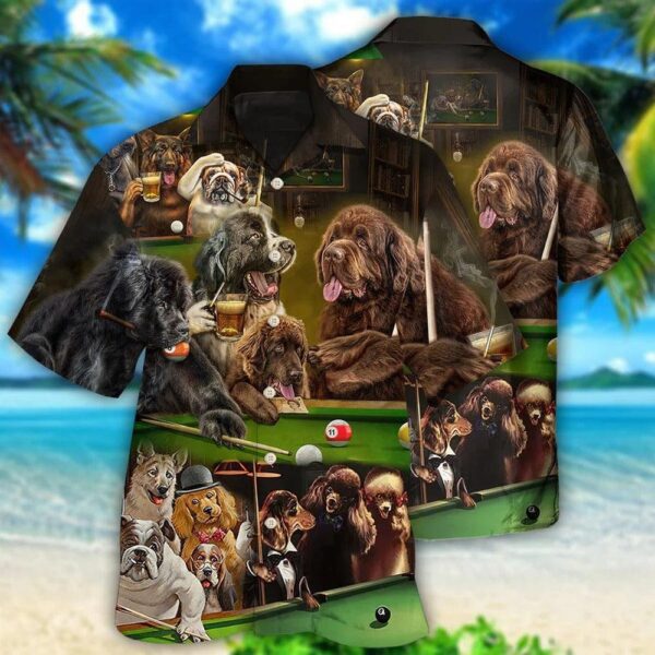 Billiard Hawaiian Shirt Dogs Billiard Aloha Hawaiian Shirt Funny Dog Play Billiard Aloha Shirt For Men Perfect Gift For Billiard Lovers