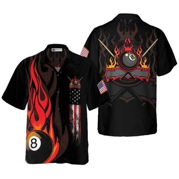 Billiard Hawaiian Shirt Flame 8 Ball Billiard Pool Hawaiian Shirt Colorful Summer Aloha Shirt Gift For Husband Wife Friend Family Billiard Lover
