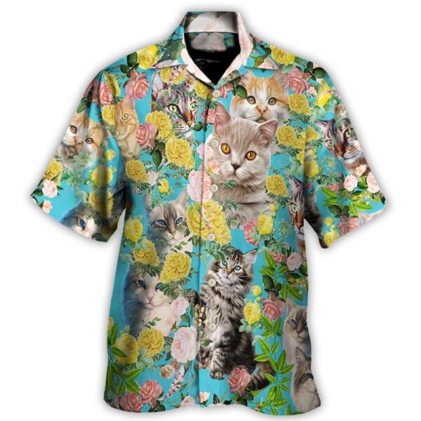Cat Aloha Hawaiian Shirt For Summer Cat With Flowers Aloha Shirts Best Colorful Cat Hawaiian Shirts Outfit For Men Women Friend Team Cat Lovers