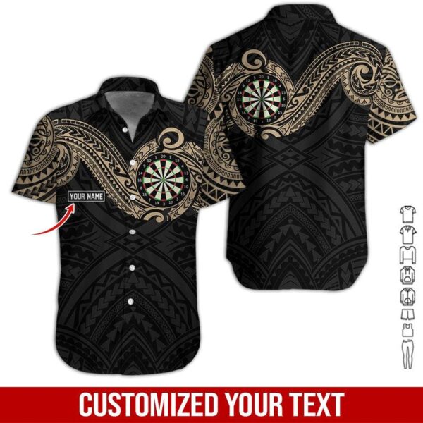 Customized Name Darts Hawaiian Shirt Personalized Name Tattoo Maori Darts Hawaiian Shirts Gift For Darts Lovers Darts Players Uniforms