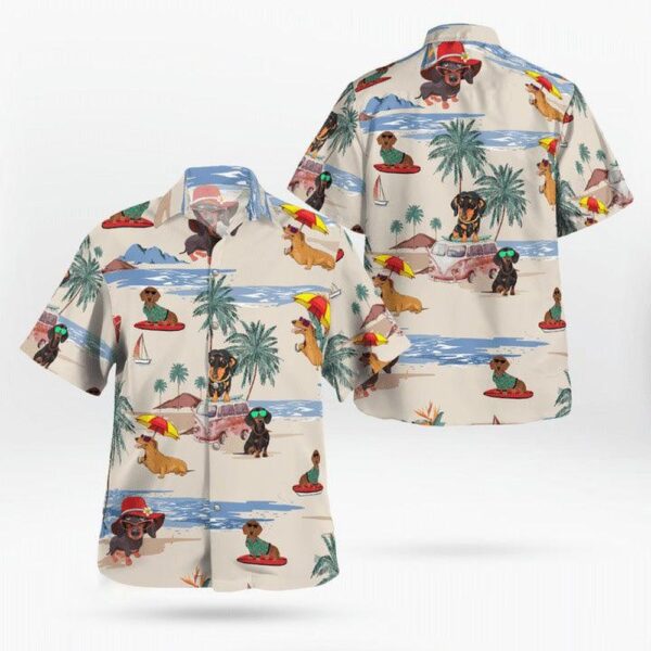 Dachshund Hawaiian Shirt Dachshund Beach Pattern Hawaiian Shirt Dachshund Aloha Shirt For Summer Perfect Gift For Men Women Dog Lover Friend