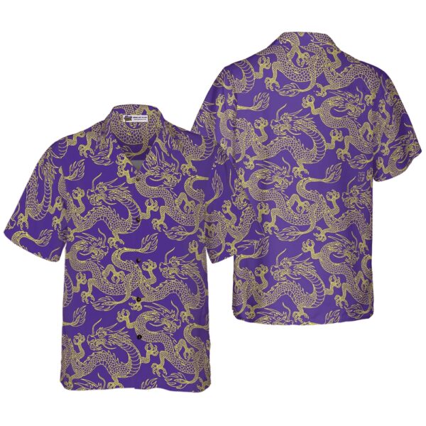 Dragon Hawaiian Shirt Purple And Gold Edition Oriental Dragon Hawaiian Shirt Perfect Gift For Husband Boyfriend Friend Family