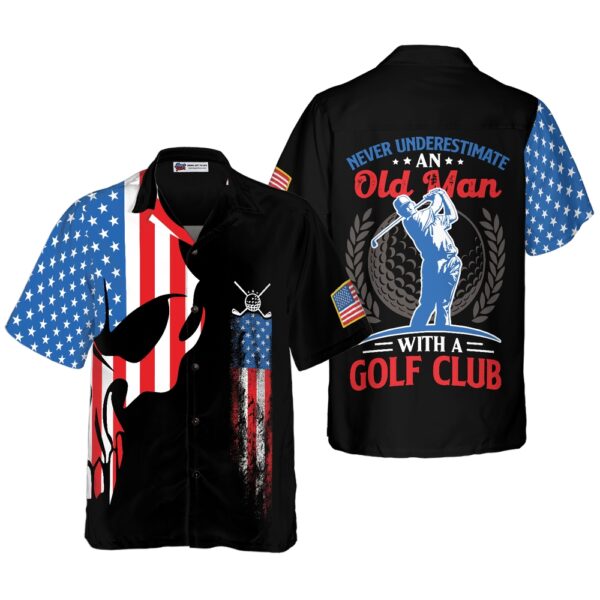 Golf Hawaiian Shirt Skull With American Flag Aloha Hawaiian Shirt Golf Club Colorful Summer Aloha Shirt Gift For Friend Golf Lovers Golfer