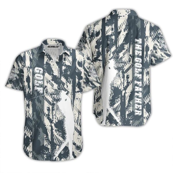 Golf Hawaiian Shirt The Golf Father Blue And White Aloha Hawaiian Shirts For Men and Women Gift For Golfer Friend Family