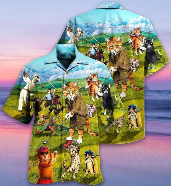 Golf Hawaiian Shirts Golf Cats That What I Do I Play Golf And I Know Thing Hawaiian Shirt Perfect Gift For Men Golfer Cat Lovers