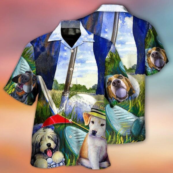 Golf Hawaiian Shirts Golf Dog Funny Lover Golf Art Style Hawaiian Shirt Perfect Gift For Men Dog Lovers Golfers