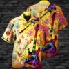 Guitar Butterfly Colorful Aloha Hawaiian Shirt For Summer Guitar Music Hawaiian Shirts Outfit For Men Women Music Guitar Lovers